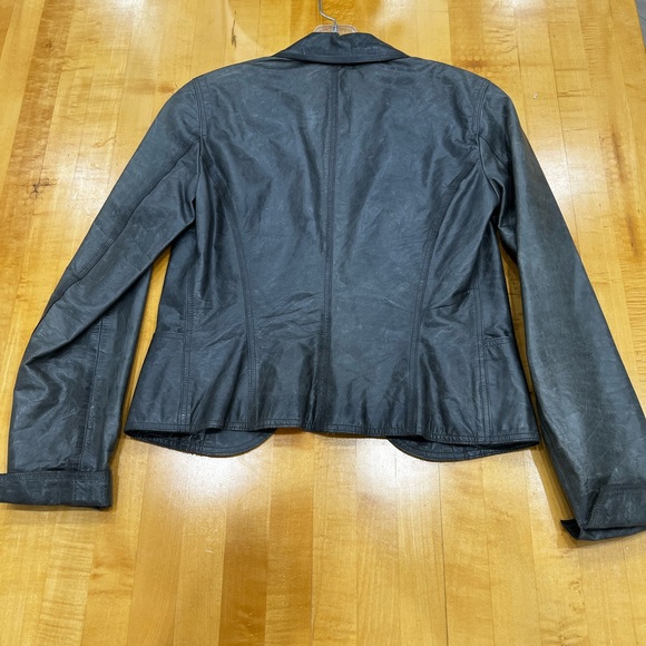 M0851 Gray leather blazer jacket - Picture 4 of 5